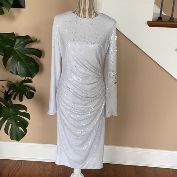 DRESS THE POPULATION WHITE SEQUIN DRESS - Picture 3 of 9